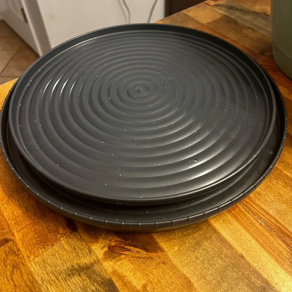 Black Rotating 2-tier Serving Tray Spice Rack - Picture 2 of 5